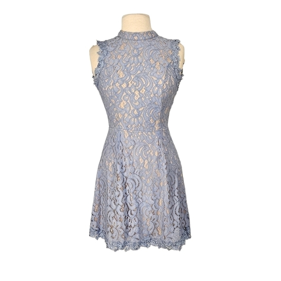 Francesca's Periwinkle Blue Lace Open Back Tea Dress - Picture 2 of 8